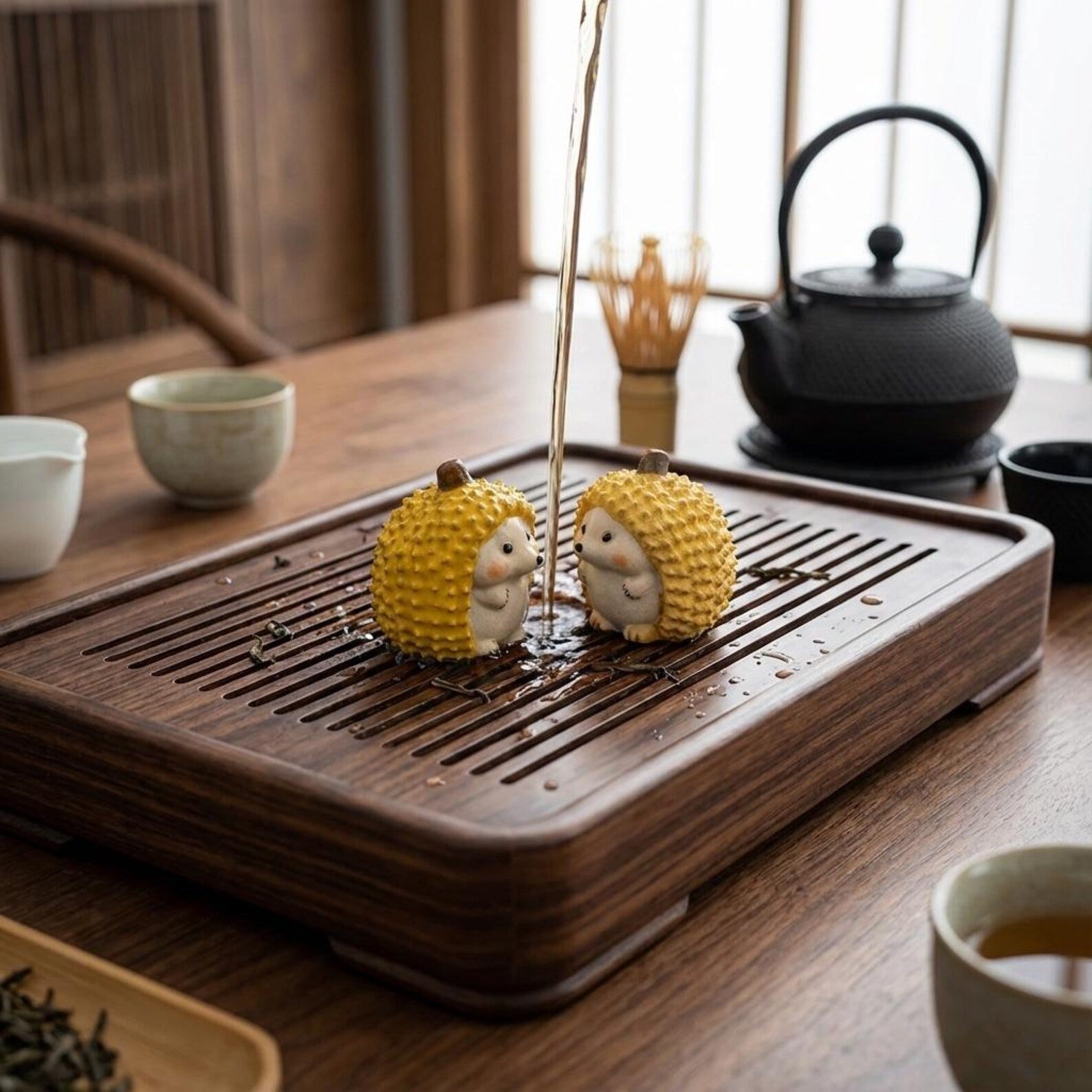 Artisan Ceramic "Durian Friends" Tea Pet Set
