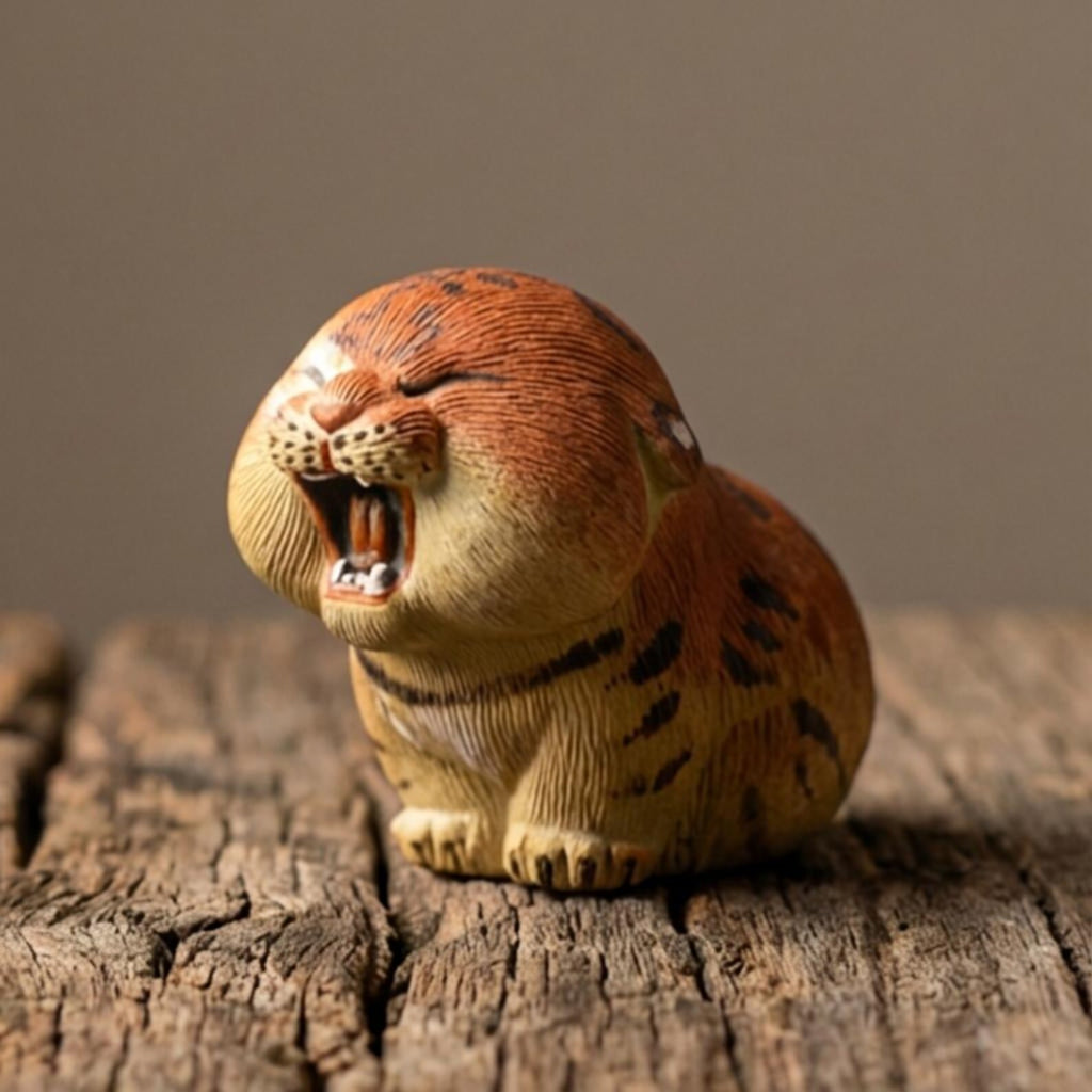 Handcrafted Zisha Clay "Roaring Tiger" Tea Pet Ornament