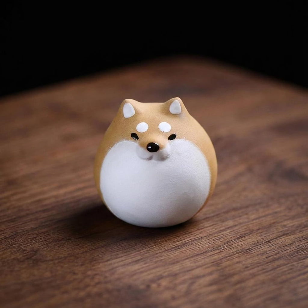 Artisan Zisha Clay "Loyal Shiba Inu" Tea Pet Set