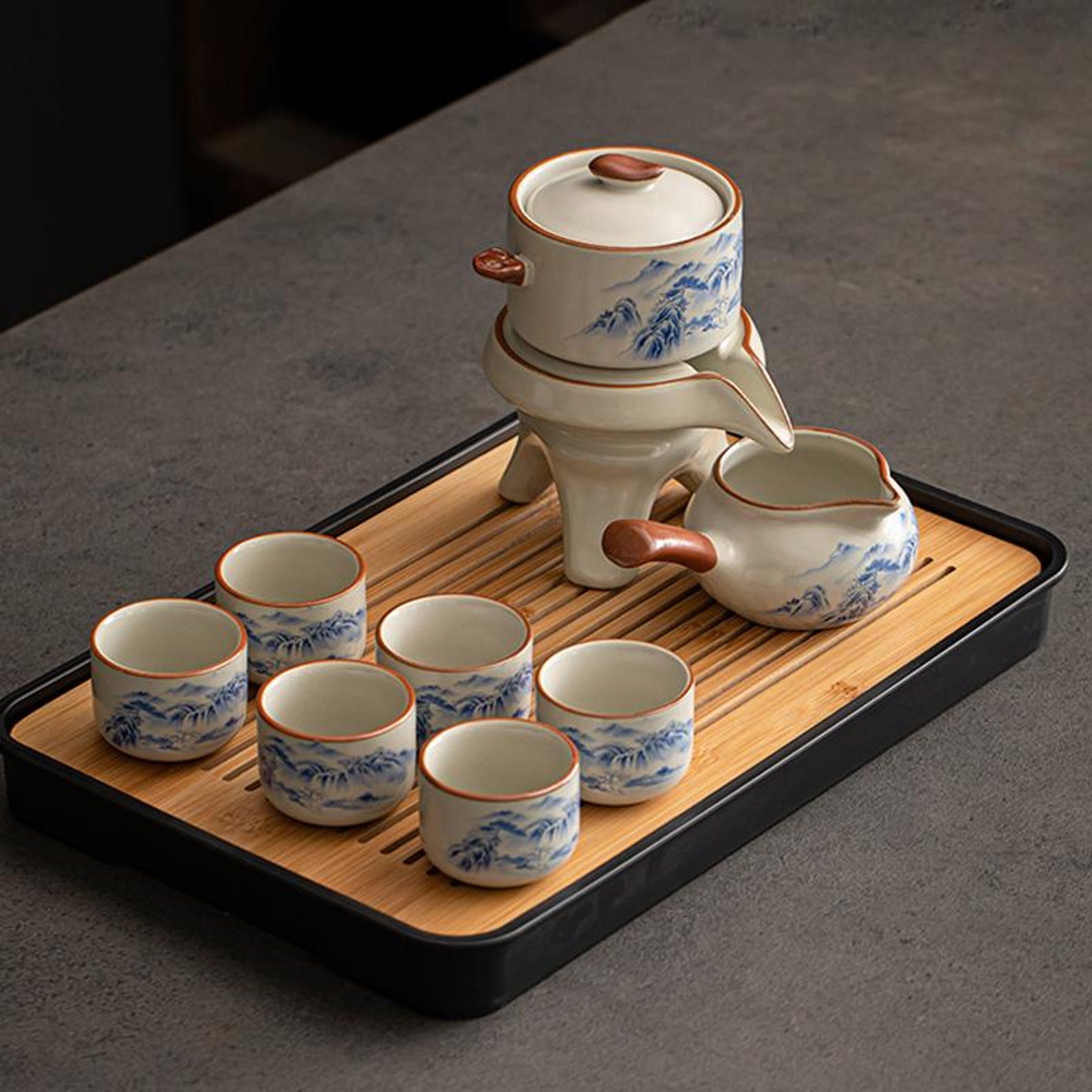 Zen Magnetic Stone Mill Automatic Tea Set — Handcrafted Artisanal Brewing Collection