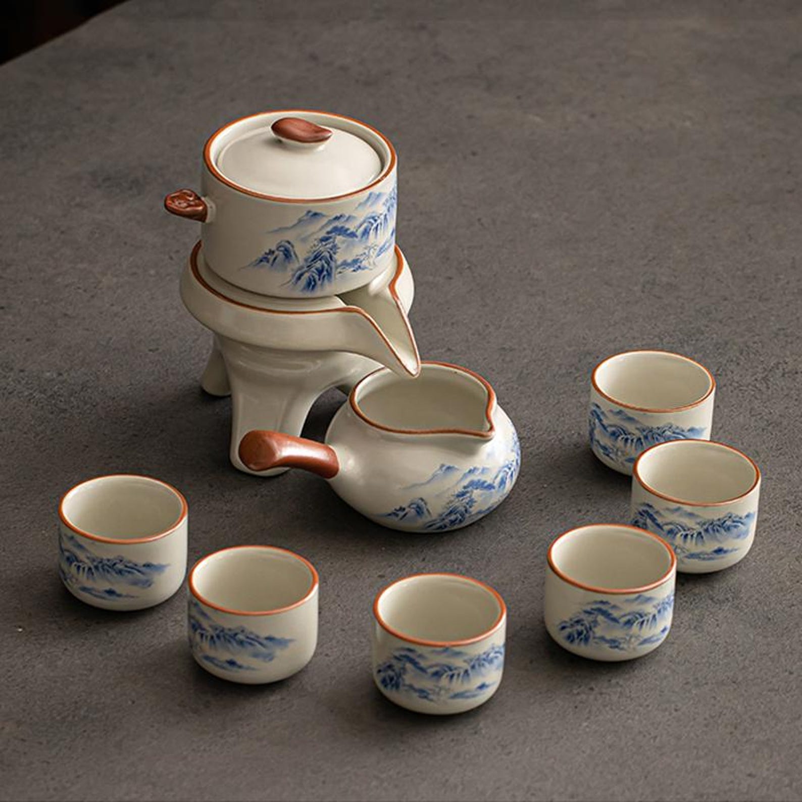 Zen Magnetic Stone Mill Automatic Tea Set — Handcrafted Artisanal Brewing Collection