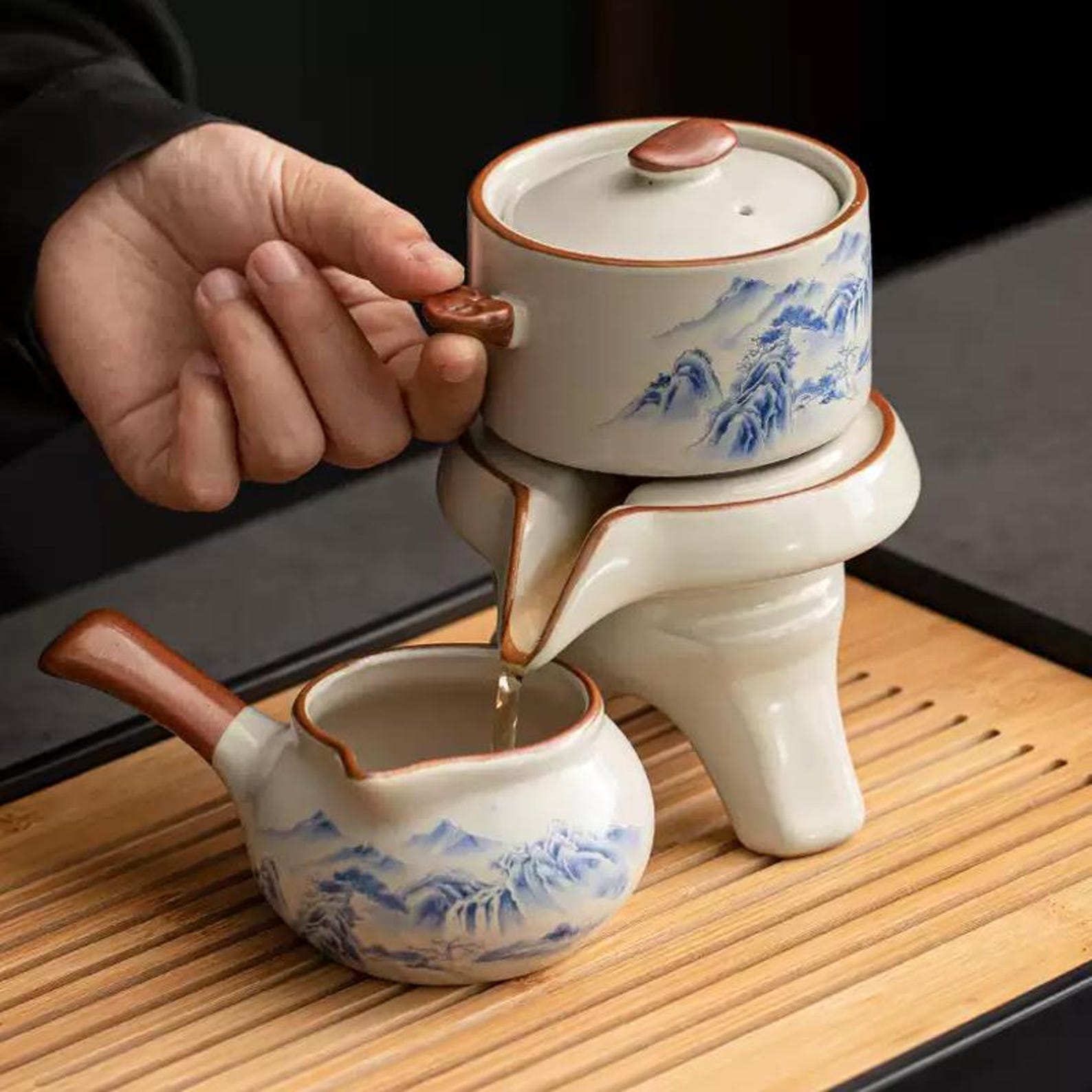 Zen Magnetic Stone Mill Automatic Tea Set — Handcrafted Artisanal Brewing Collection