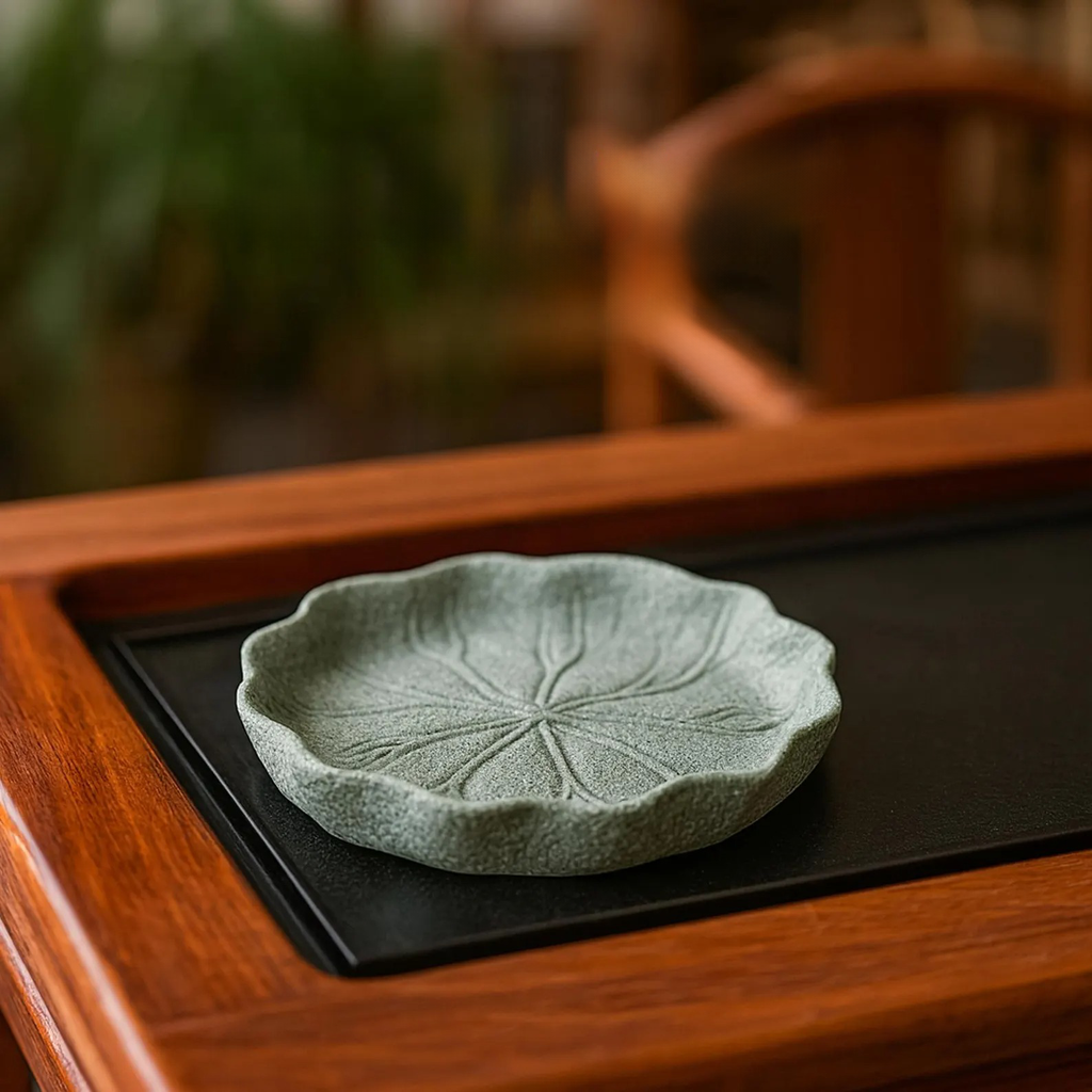 Artisan Hand-Carved Green Sandstone "Zen Frog" Tea Pet Set