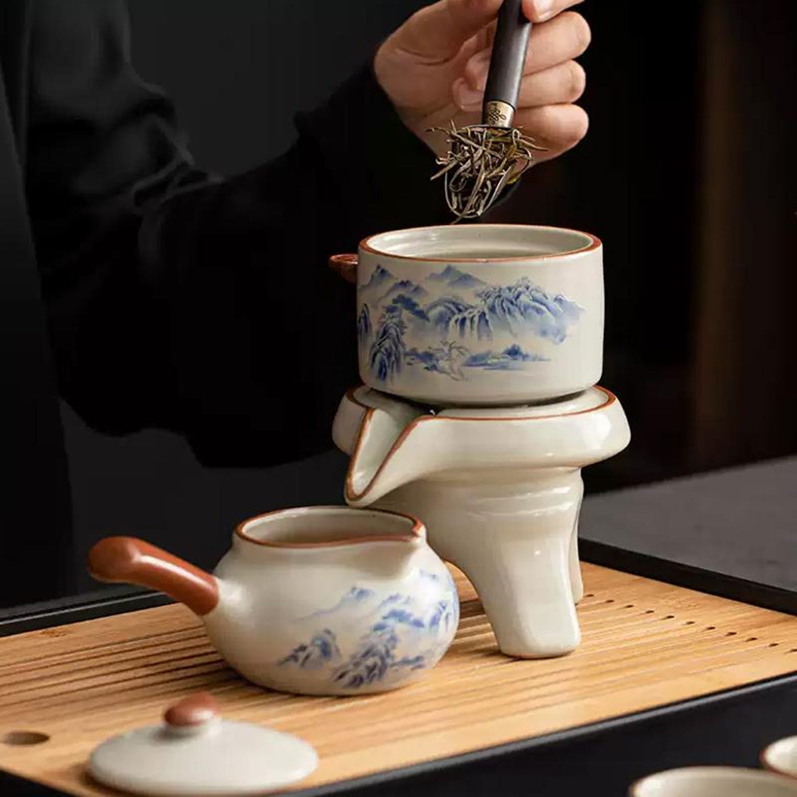 Zen Magnetic Stone Mill Automatic Tea Set — Handcrafted Artisanal Brewing Collection